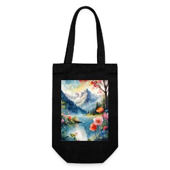 Berglandschaft - Geschenkbeutel für Flaschen - Schwarz - Vorne