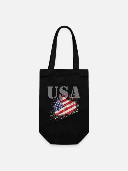 États-Unis avec drapeau - Sac à bouteille - noir