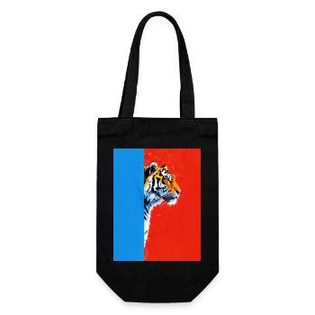 Tiger auf buntem Hintergrund - Geschenkbeutel für Flaschen - Schwarz - Vorne