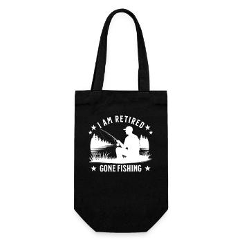 I am Retired - Gone fishing - Fisherman Silhouette - Gift Bag for Bottles - black - Front