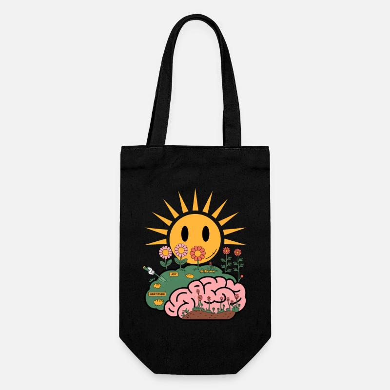Cultivating Joy and Gratitude - Mindful Brain - Gift Bag for Bottles - black
