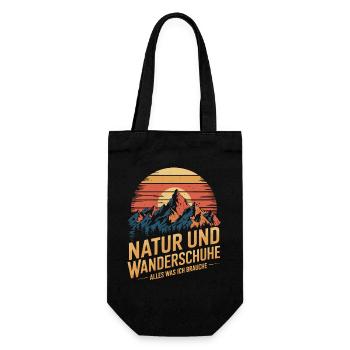 Wandern Wald Berge Wanderschuhe Spruch - Geschenkbeutel für Flaschen - Schwarz - Vorne