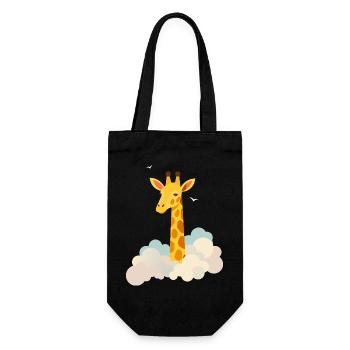 Gentle giraffe above the clouds – Dreamlike motif - Gift Bag for Bottles - black - Front