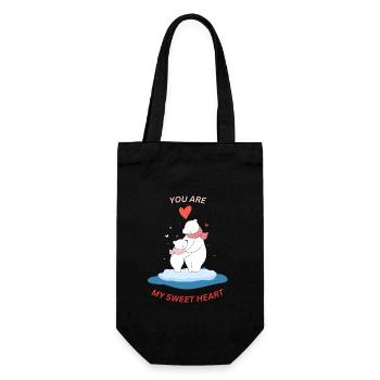 Ours polaire avec enfant - Sac à bouteille - noir - Devant