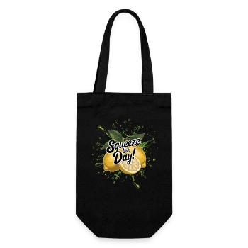 Squeeze the Day – Funny Lemon Summer Saying - Gift Bag for Bottles - black - Front