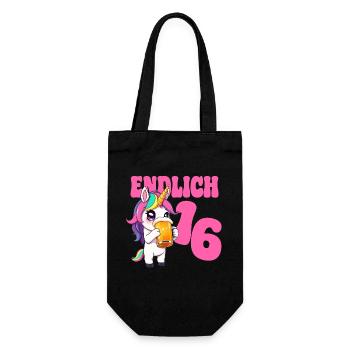 Beer Unicorn Finally 16 Years Birthday Alcohol - Gift Bag for Bottles - black - Front