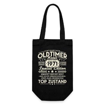 Oldtimer 1971 Jahrgang Vintage Retro Geburtstag - Geschenkbeutel für Flaschen - Schwarz - Vorne