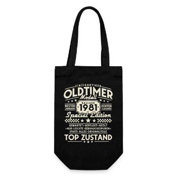 Oldtimer_1981_Jahrgang_Vintage_Retro_Geburtstag - Geschenkbeutel für Flaschen - Schwarz - Vorne