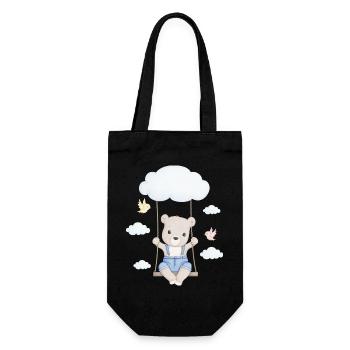 petit ours mignon sur une balançoire - Sac à bouteille - noir - Devant