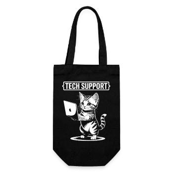 Support technique amusant, chat mignon, informatique ironique - Sac à bouteille - noir - Devant