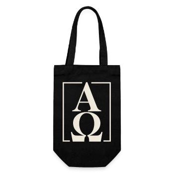 Christlich Alpha Omega Symbol Glaube Hoffnung - Geschenkbeutel für Flaschen - Schwarz - Vorne