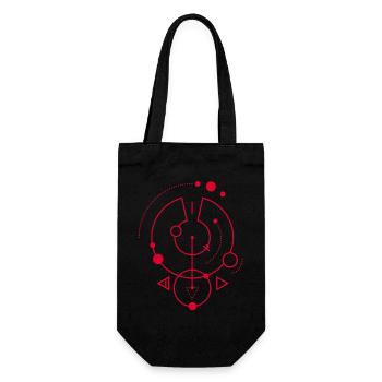 Rotes geometrisches Symbol - Geschenkbeutel für Flaschen - Schwarz - Vorne