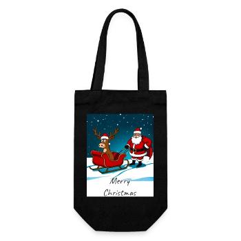 Christmas Sleigh Reindeer Santa Claus - Gift Bag for Bottles - black - Front
