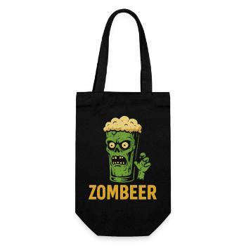 Zombeer lustiger Spruch - Happy Halloween - Geschenkbeutel für Flaschen - Schwarz - Vorne