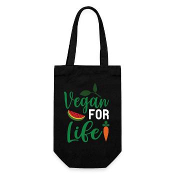 Vegan For Life - Gift Bag for Bottles - black - Front