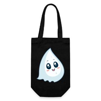 Drop kawaii blaues Lächeln - Geschenkbeutel für Flaschen - Schwarz - Vorne
