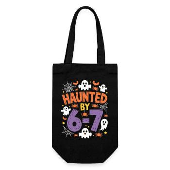 Haunted by 6-7 Halloween Math Pun Design - Gift Bag for Bottles - black - Front