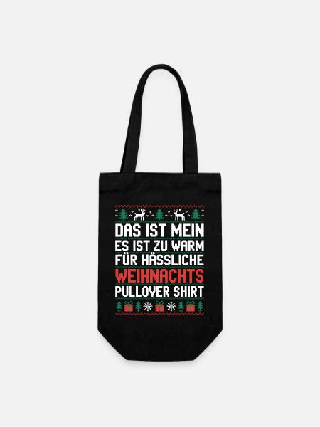 Weihnachtspullover Spruch Es ist zu warm - Geschenkbeutel für Flaschen - Schwarz