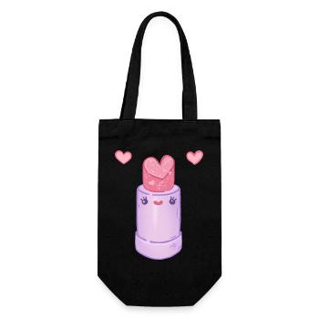 Kawaii Herz Pink Lippenstift - Geschenkbeutel für Flaschen - Schwarz - Vorne