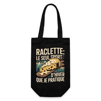 Raclette auf einem Brett: ein Gourmet-Wintersport - Geschenkbeutel für Flaschen - Schwarz - Vorne