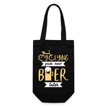 Cycling Pain Now Beer Later Funny Biker Graphic - Gift Bag for Bottles - black - Front