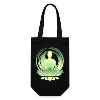 Lotus Meditation Green Gold Yoga Silhouette - Gift Bag for Bottles - black - Front