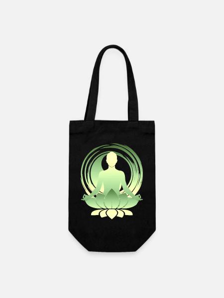 Lotusmeditation Grüngold Yoga Silhouette - Geschenkbeutel für Flaschen - Schwarz