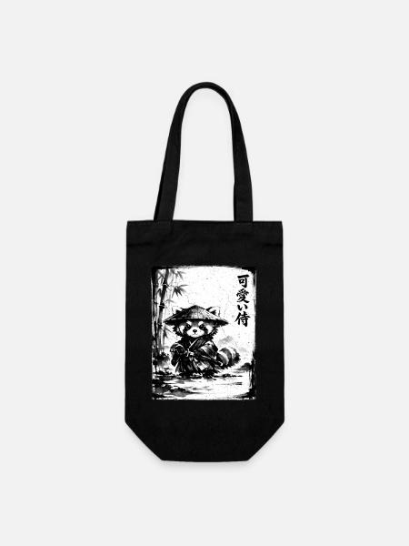 Samurai Roter Panda Sumi-e Tuschezeichnung - Geschenkbeutel für Flaschen - Schwarz