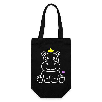 Hippopotame avec le prince héritier Princesse - Sac à bouteille - noir - Devant