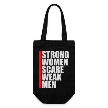 Strong Women Scare Weak Men Selbstbewusst Feminist - Geschenkbeutel für Flaschen - Schwarz - Vorne