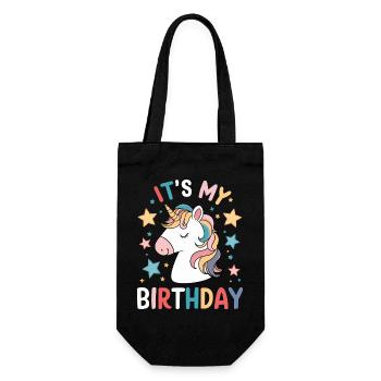 C’est ma fête d’anniversaire mignonne licorne - Sac à bouteille - noir - Devant