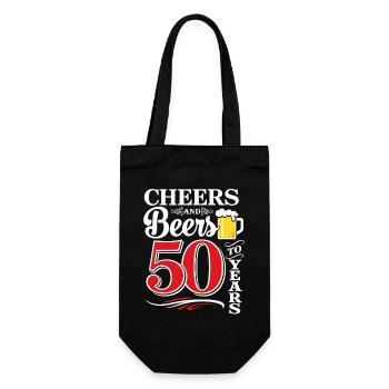 Cheers and Beers to 50 Years – Birthday Saying - Gift Bag for Bottles - black - Front