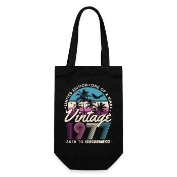 Cadeau d’anniversaire rétro vintage 1977 - Sac à bouteille - noir - Devant