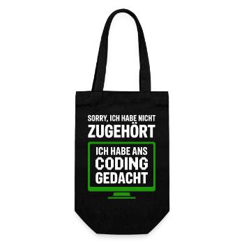 Sorry, Nicht Zugehört Coding Gedacht - Geschenkbeutel für Flaschen - Schwarz - Vorne