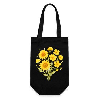 Sonnenblumen Aquarellstrauß - Geschenkbeutel für Flaschen - Schwarz - Vorne