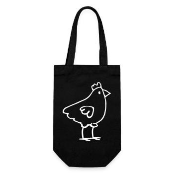 Minimalistische Hühner-Linienzeichnung - Geschenkbeutel für Flaschen - Schwarz - Vorne