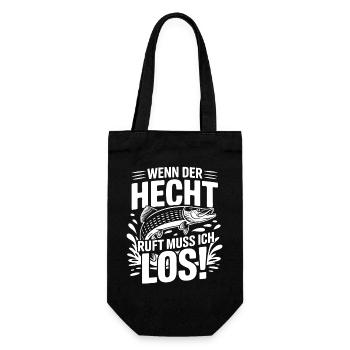 Angler Spruch Hecht - Geschenkbeutel für Flaschen - Schwarz - Vorne