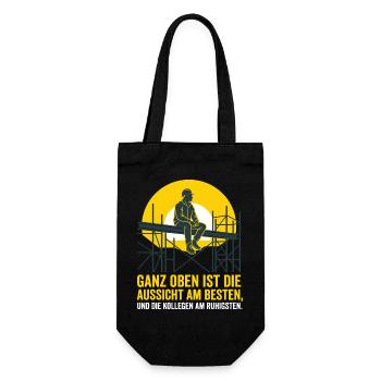 Gerüstbau, Aussicht, Handwerk Design - Geschenkbeutel für Flaschen - Schwarz - Vorne