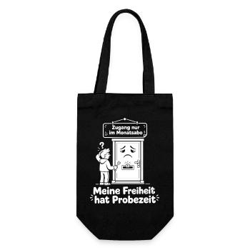 Meine Freiheit hat Probezeit - Geschenkbeutel für Flaschen - Schwarz - Vorne
