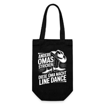 Line Dance Omas Stricken - Geschenkbeutel für Flaschen - Schwarz - Vorne