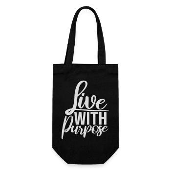Live With Purpose Motivation Sinn Mindset Spruch - Geschenkbeutel für Flaschen - Schwarz - Vorne