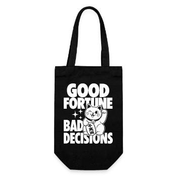 Good Fortune Bad Decisions Cat - Geschenkbeutel für Flaschen - Schwarz - Vorne