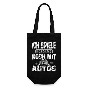 Ich spiele immer noch mit Autos KFZ Mechaniker - Geschenkbeutel für Flaschen - Schwarz - Vorne