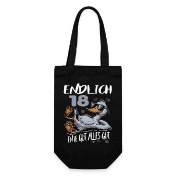Geburtstag Ente Gut Alles Gut 18 Jahre Comic - Geschenkbeutel für Flaschen - Schwarz - Vorne