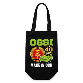 Geburtstag DDR Ossi Ost Produkt 40 Jahre - Geschenkbeutel für Flaschen - Schwarz - Vorne