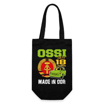 Geburtstag DDR Ossi Ost Produkt 18 Jahre - Geschenkbeutel für Flaschen - Schwarz - Vorne