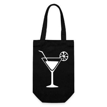 Barman cadeau de cocktail en verre de cocktail - Sac à bouteille - noir - Devant