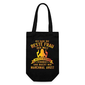 Super lustiges Geschenk für Ehemann mit verrückter - Geschenkbeutel für Flaschen - Schwarz - Vorne