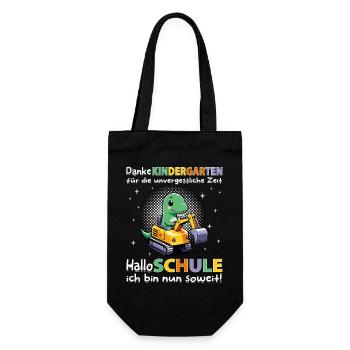 Der Kindergarten war toll, jetzt in der Schule - Geschenkbeutel für Flaschen - Schwarz - Vorne