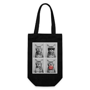 Cats Bengal Cat - Gift Bag for Bottles - black - Front